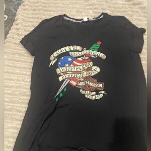 Harley-Davidson Black V neck T-Shirt with Graphic Design